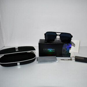 Gesruny Polarized Aviator Sunglasses Classic Retro Shades Black #X00450EW6F NIB